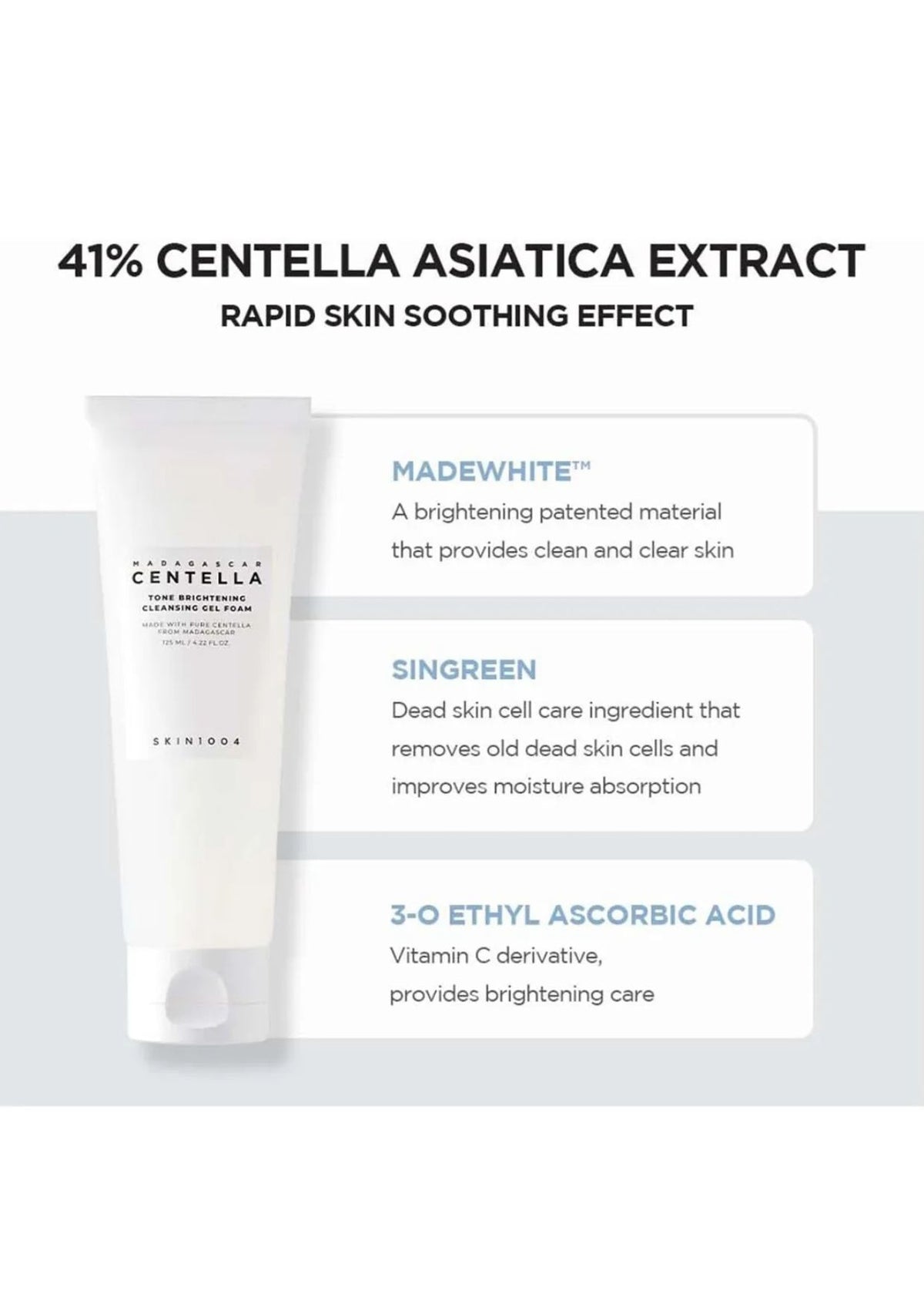 Madagascar Centella Tone Brightening Cleansing Gel Foam 125ml